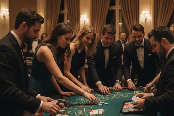 Blackjack table in play at a SportGrad casino event