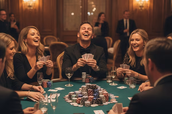 Guests playing poker at a SportGrad casino event